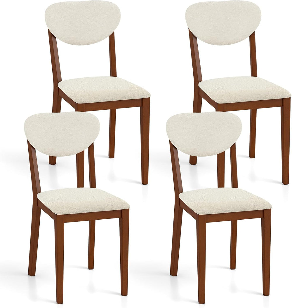 Giantex Sherpa Dining Chairs Set of 4, Modern Kitchen Chair w/Rubber Wood Leg...