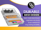 YBM HOME Silver Mesh Drawer Cabinet and or Shelf Organizer Bins, School Supply Holder Office Desktop Organizer Basket (2, 3x15x2 Inch)