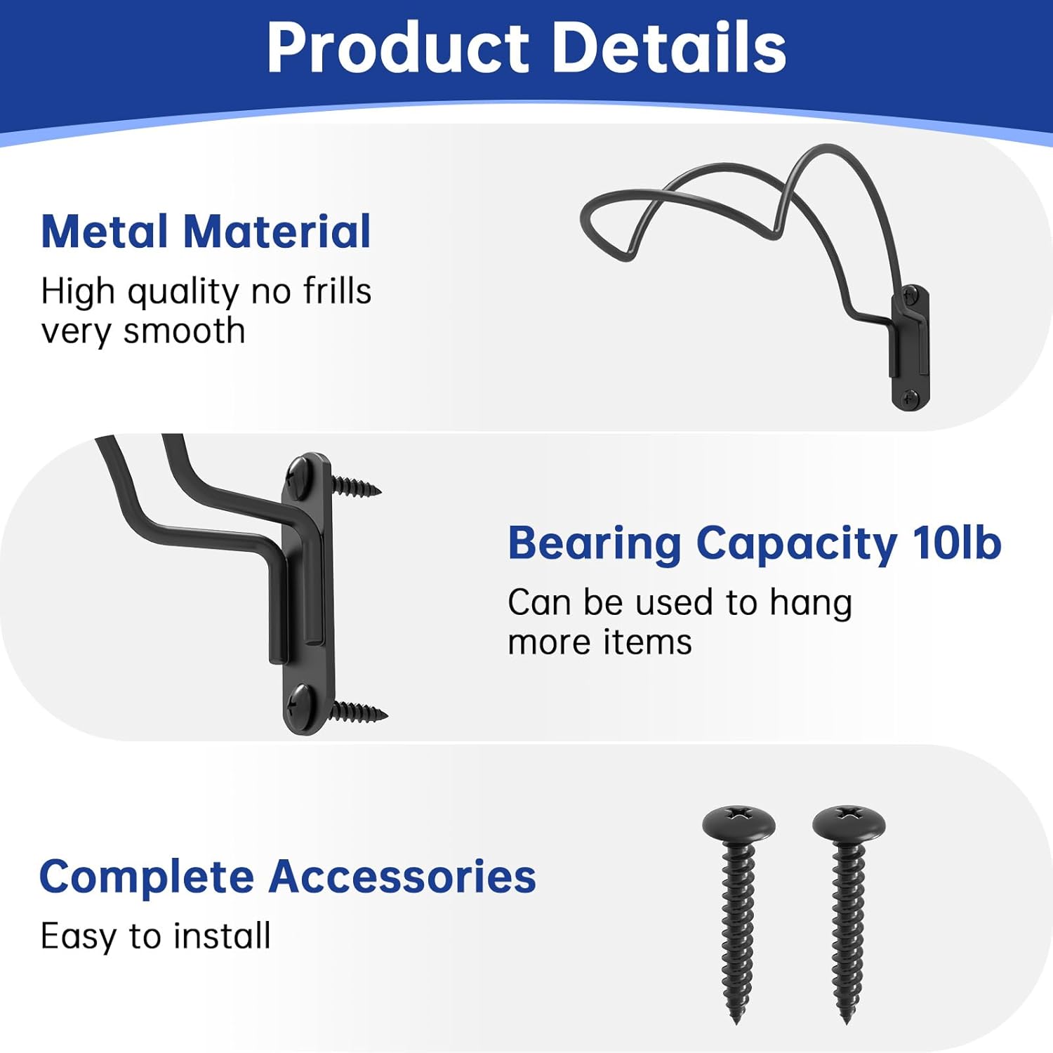 2-Pack Wall-Mounted Multi-Purpose Helmet Storage Display Rack - Durable Metal Hanger Hook for Equestrian, Motorcycle, Baseball, Hockey, Rugby & Electronic Helmets | Heavy-Duty Construction with Screws