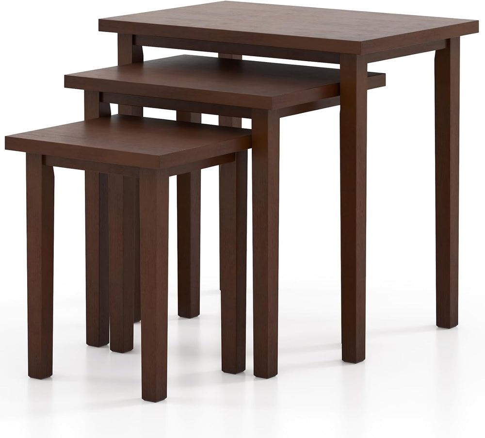 Giantex Nesting Tables Set of 3, Farmhouse Stacking Side Table with Rubber Le...
