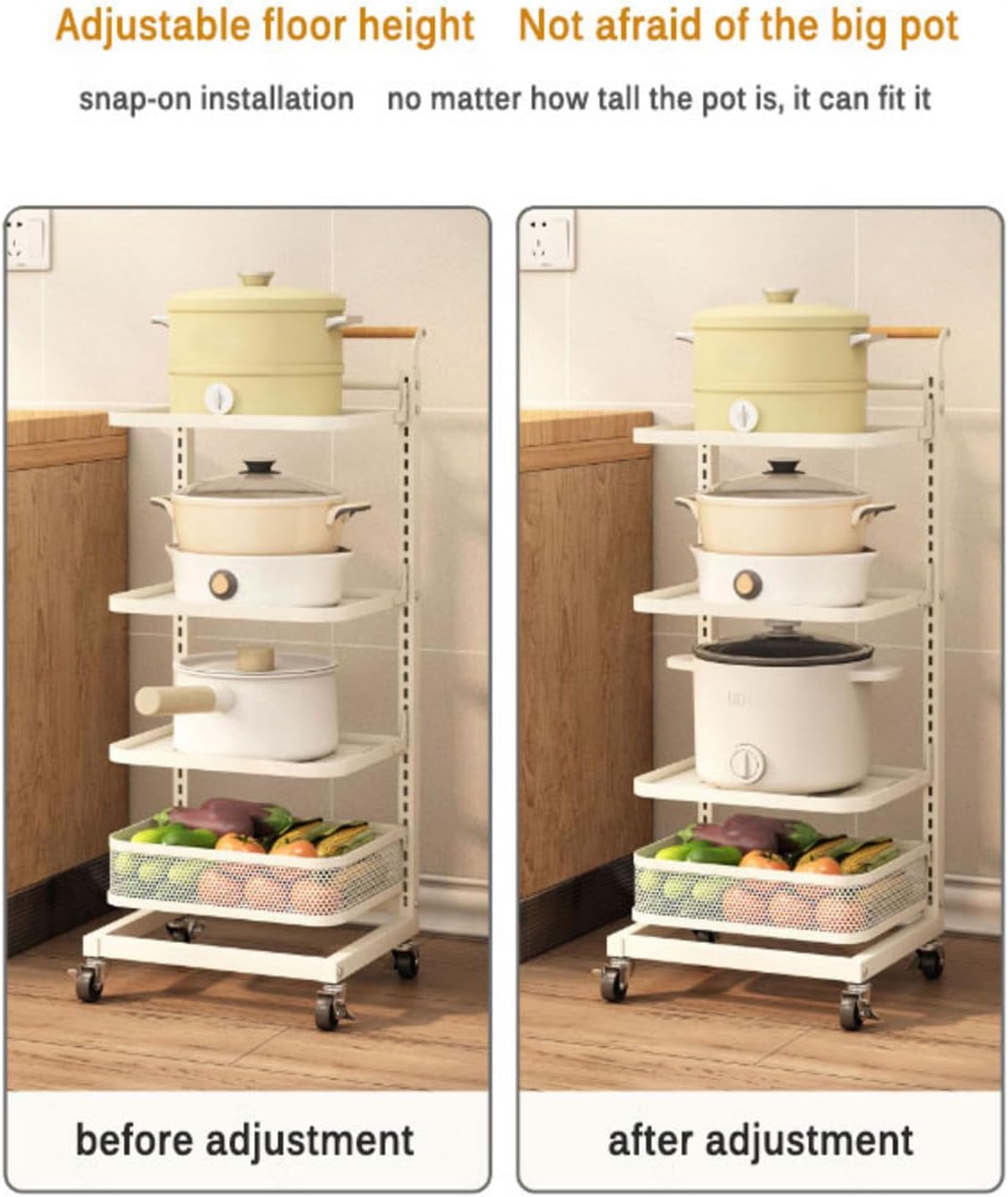 Saucepan Lid nizer with Free Standing Pan Rack for Kitchen Drawer Countertop Shelves White/Black Microwave Storage 4 Boards 2 Baskets