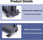 Commercial Umbrella Dryer on Wheels, Umbrella Water Remover with Removable Water Tray, Double-layered Absorbent Umbrellas Stand for Hotels, Shopping Malls, Banks(Black,23.6x10.4x31.8in)
