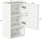 Bathroom Wall Cabinet with Single Door, Soft-Close Hinges, 15x27 inch Wooden Medicine Cabinet for Small Kitchen, Laundry, Entryway, Durable MDF Construction