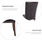 COLAMY Upholstered Parsons Dining Chairs Set of 6, PU Leather Dining Room Kitchen Side Chair with Nailhead Trim and Wood Legs - Dark Brown