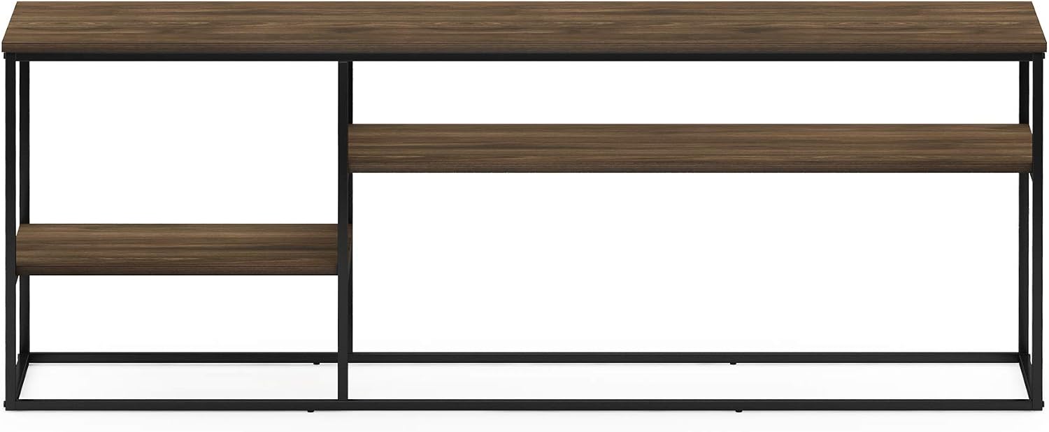 Furinno Moretti TV Stand for TVs up to 65 Inch, 3-Tier Rustic Brown Entertainment Center, Open Back TV Console with Cable Management, for Living Room, Bedroom, Brown Walnut