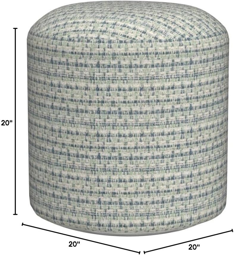 LR Home Interwoven Coastal Delight Indoor Outdoor Pouf, Blue/Green/White, 20&...