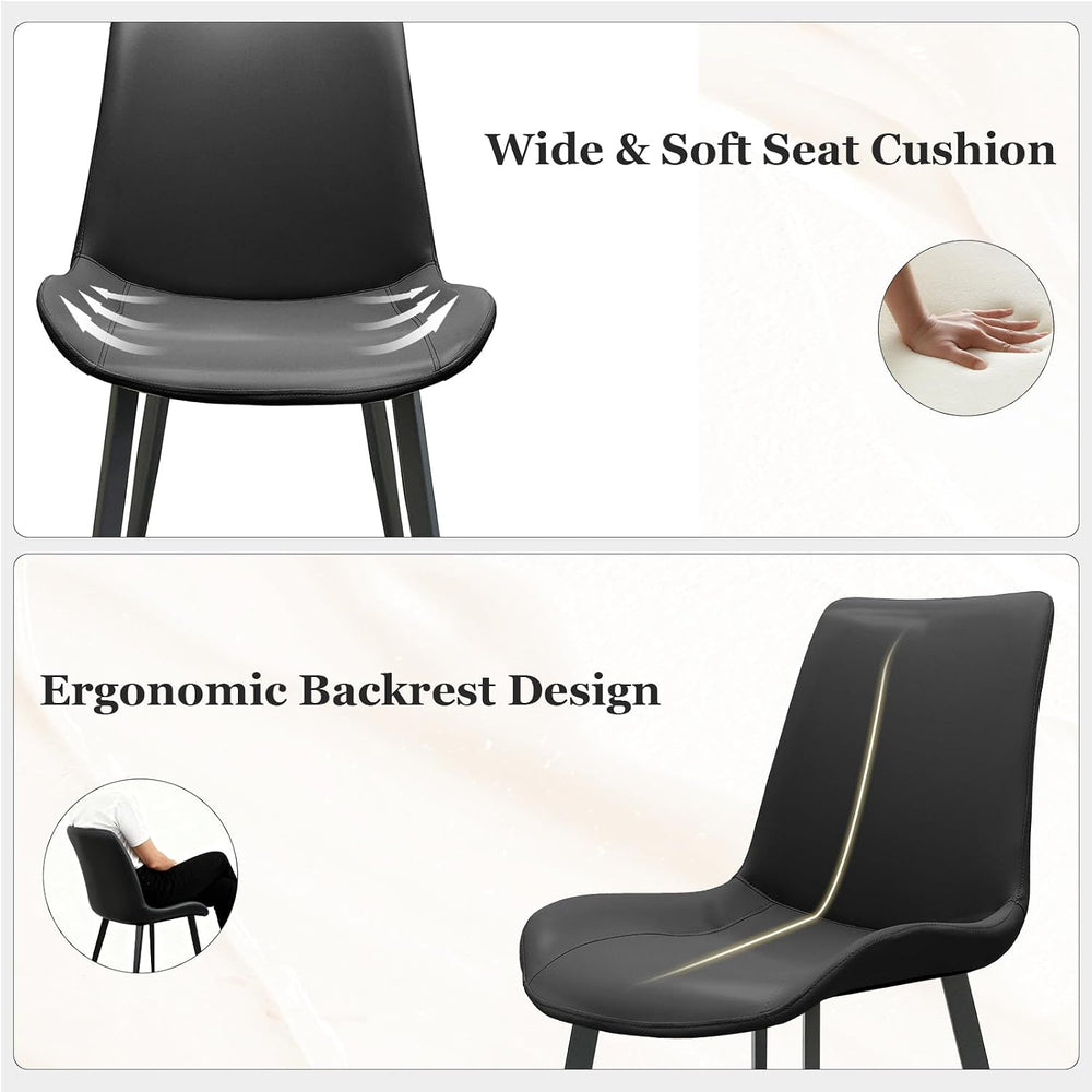 Black Dining Chairs Set of 4, PU Leather Dining Room Chairs, Upholstered Kitc...