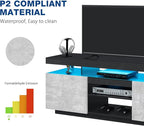 HOMMPA LED TV Stand for 75 Inch TV, Modern Tall Entertainment Center with Power Outlet, Gaming TV Consoles with Storage, High Gloss LED Lights Game Cabinet for Living Room, Grey& Black
