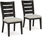 Signature Design by Ashley Galliden Urban Armless Upholstered Dining Chair, Set of 2, Black & Light Gray