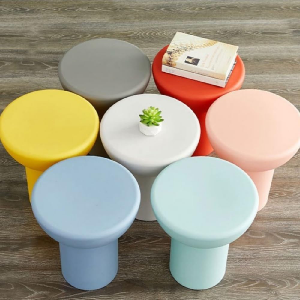 PE Creative Sofa Side Table, Modern Round End Table for Indoor or Outdoor, Mu...