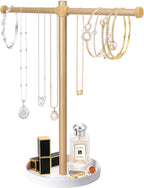 Necklace Stand Aesthetic Necklace Holder: 12.9" Glod Metal Necklace Organizer for Home Decor
