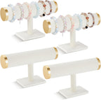 Wenqik 4 Pcs Bracelet Holder Stand Beige Velvet Bracelet Jewelry Display Holder for Vendors Scrunchies Selling Bangle Watch Hair Ties Organizer(Beige, Gold)
