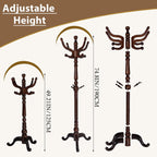 Solid Wooden Coat Rack Stand, Coat Racks Freestanding with 11 Hooks, Natural Birch Wood Coat stands with Triangle Base, Tree Coat Hanger Standing for Entryway Bedroom Office (Antique triangle)