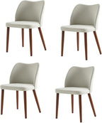 Dining Chairs Set of 4, Upholstered Kitchen Dining Room Chair Set Morden Accent Side Dinner Chair with Curved Padded Back Wood Legs for Restaurant/Cafe, Grey
