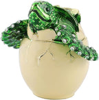 QIFU Hand Painted Small Green Turtle Style Enamel Trinket Box Hinged, Elegant Small Jewelry Box to Store Ring or Earring in Style