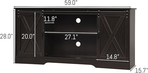 4 EVER WINNER Farmhouse TV Stand for 65 Inch TV, Espresso Entertainment Center for 65 Inch TV, Modern Farmhouse Television Stands for TVs up to 70, Espresso TV Stand for Flat Screens 65