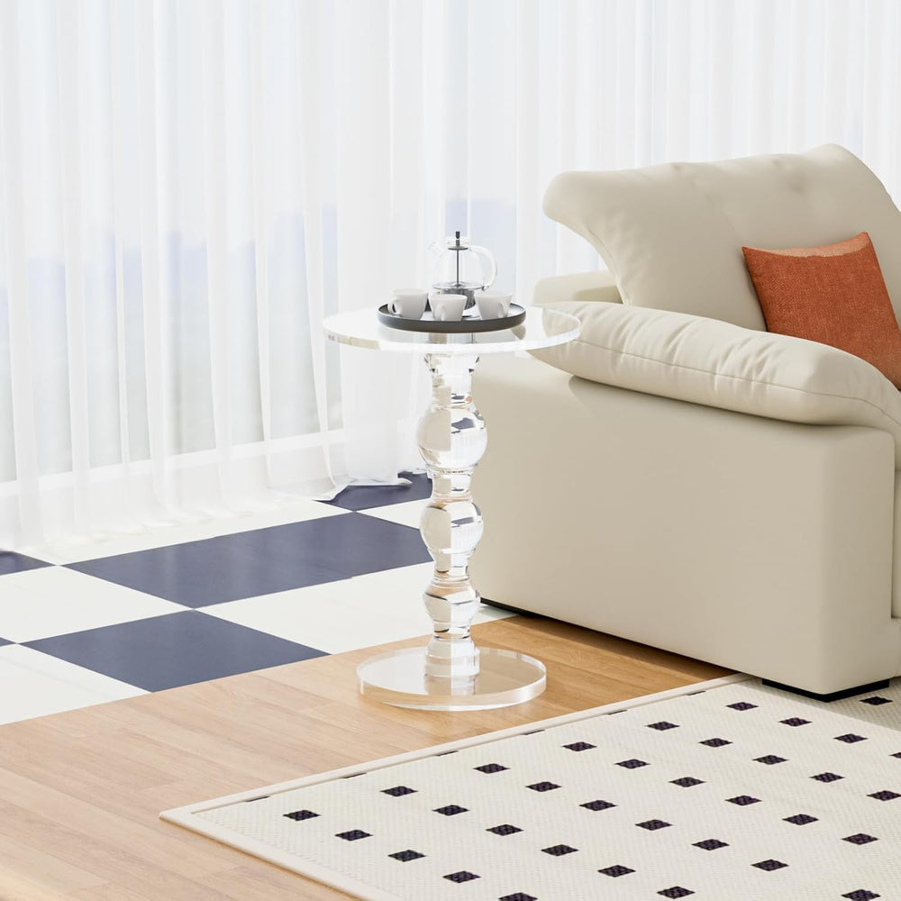 Acrylic Side Table, Acrylic End Table,Clear Round Side/End Table with Support...