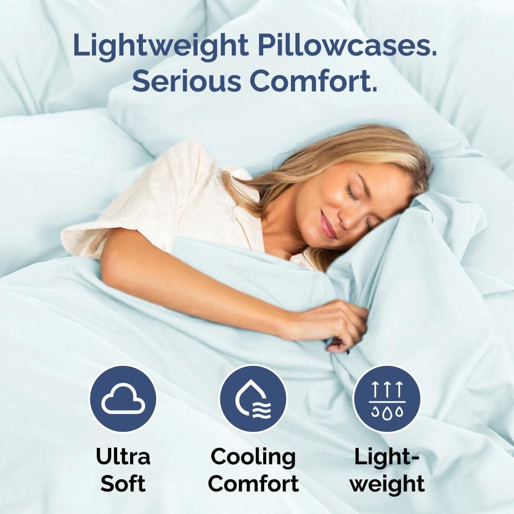 King Pillow Cases - 2 Pack - Super Soft Pillowcase Covers - Envelope Enclosure - Hotel Quality Pillow Protectors - Wrinkle Free, Shrink and Stain Resistant - Machine Washable - 20" x 40" (Ice Blue)