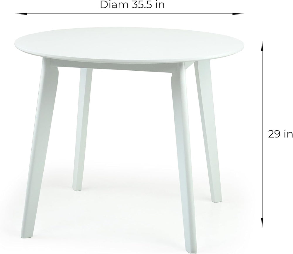Set of 5 Dining Kitchen Round Table and 4 Yumiko Side Chairs Solid Wood w/Pad...