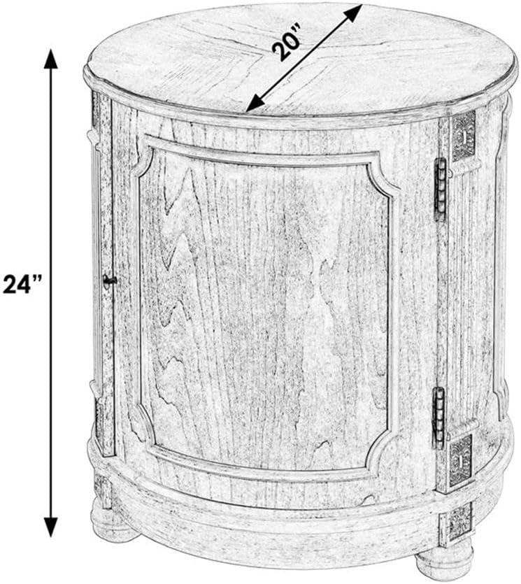Beaumont Lane 20" W Drum Side Table, Poplar Hardwood and Cherry Veneer, ...