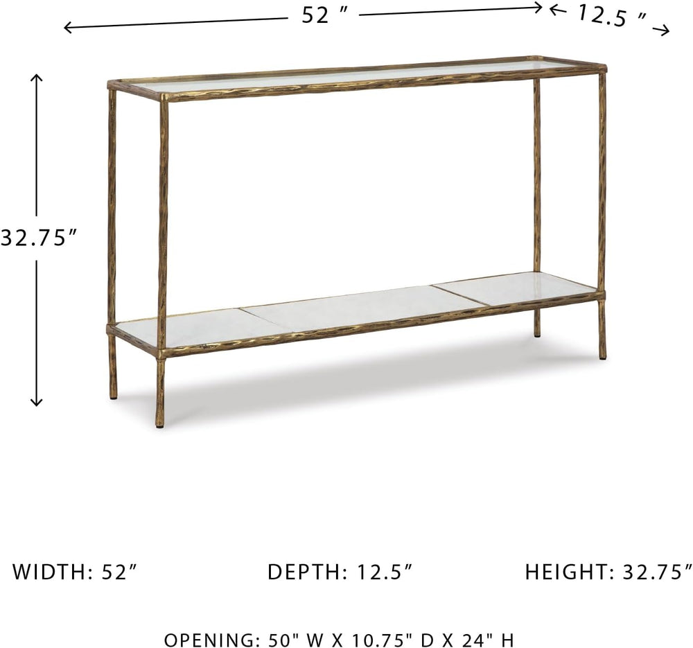 Signature Design by Ashley 52" Glass & Marble Narrow Console Sofa Ta...