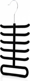 Hangerworld Single Black Flocked Tie Rack & Belt Organiser Non-Slip Coat Clothes Accessory Hanger, Metal