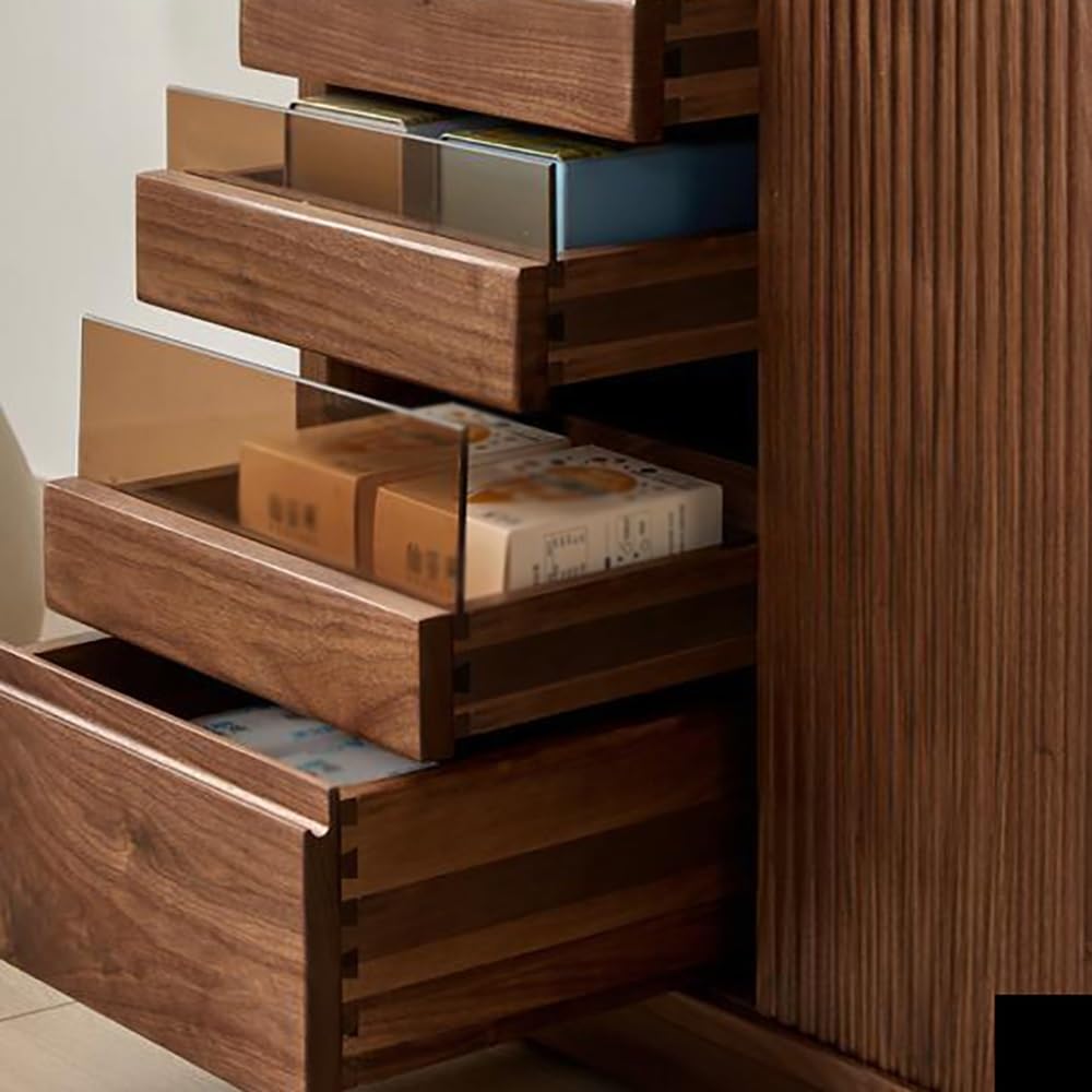 ENGENDER Couch Side Table 78x41x69cm Walnut Home Sofa Side Cabinet, Living Ro...