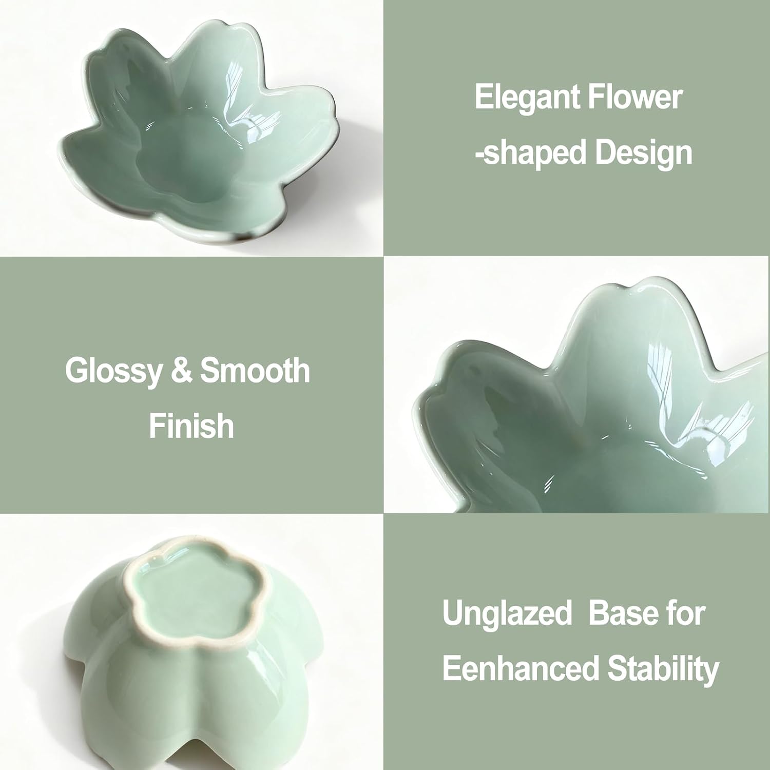 Sage Green Flower Ring Dish Ceramic Jewelry Tray Small Trinket Dish | Ring Bowl Jewelry Holder Organizer for Vanity/Bathroom/Nightstand, Birthday/Xmas/Engagement Gift for Women/Best Friends/Bride