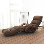 Folding Lazy Floor Chairs, Balcony Bay Window Reading Reclining Lounge Garden Sun Lounger,(Coffee Color)