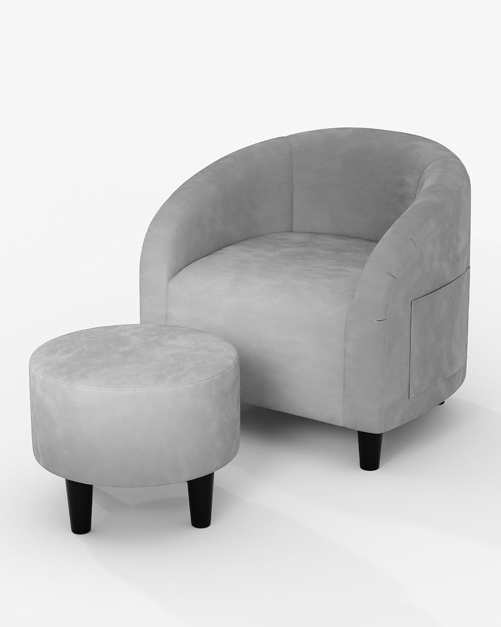 GarveeHome Chair and Ottoman Set, Modern Velvet Barrel Armchair for Living Ro...