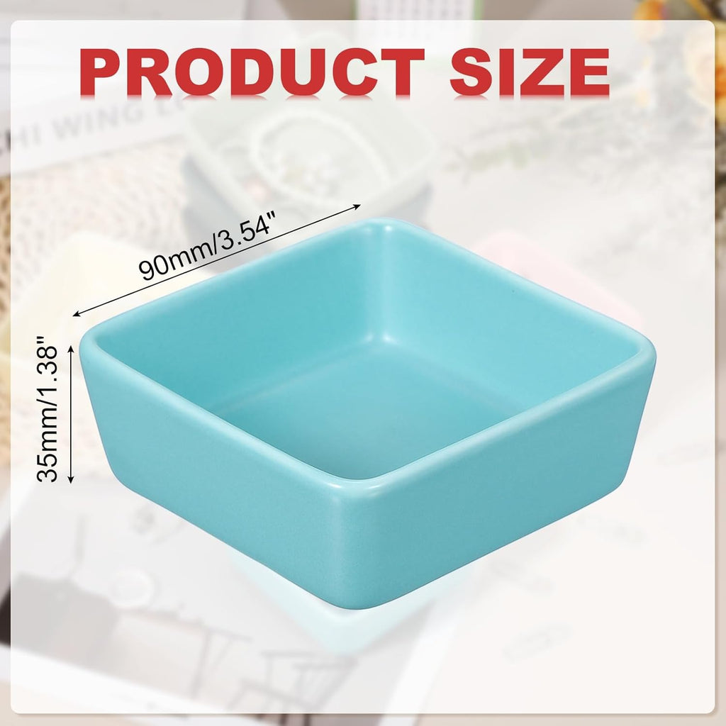 PATIKIL Square Paper Clip Holders, Ceramic Bowl Dish Clip Dispenser Organizer Desk Organizer Accessories for Office Desktop Decor Bobby Pin Binder Paper Clamp, Light Blue