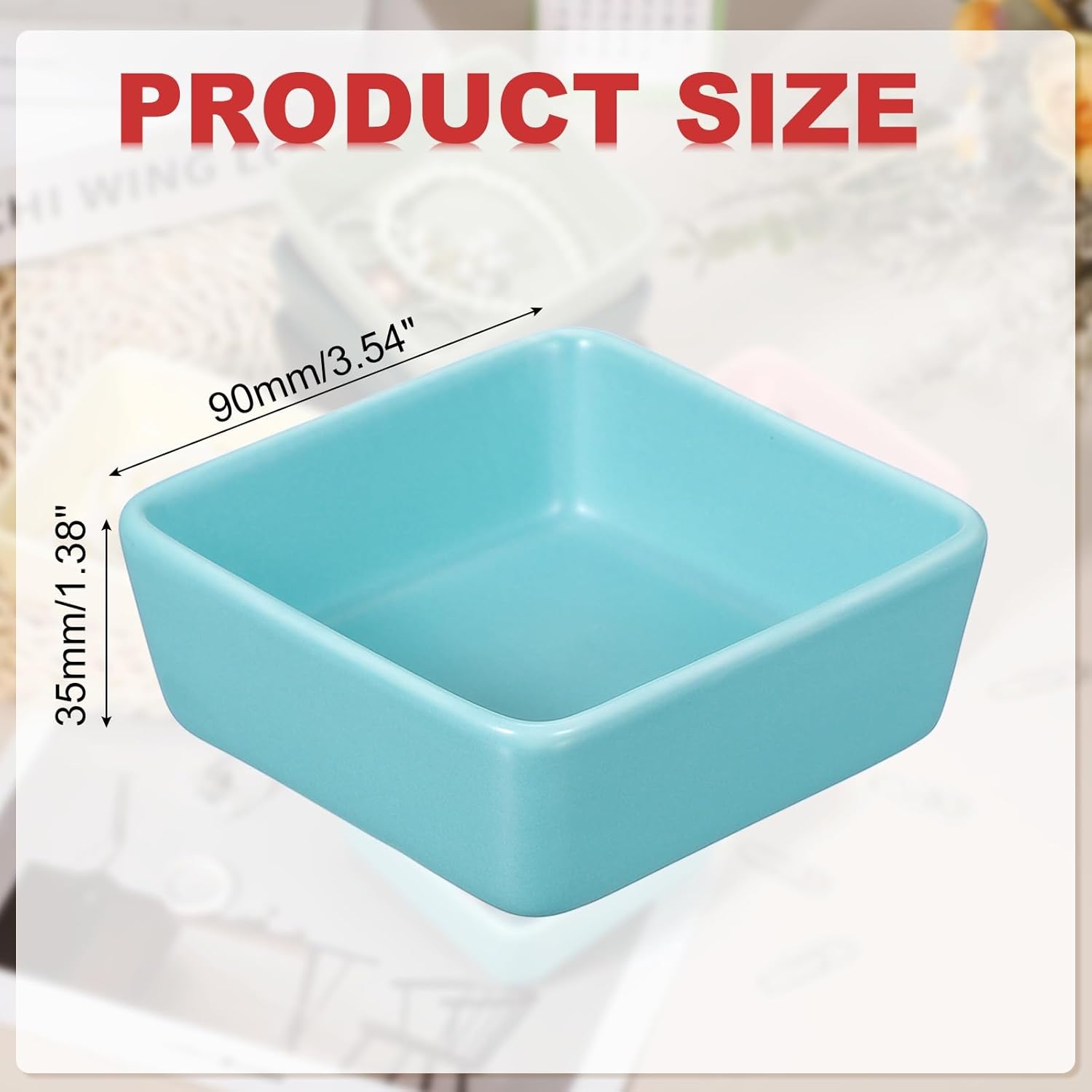 PATIKIL Square Paper Clip Holders, Ceramic Bowl Dish Clip Dispenser Organizer Desk Organizer Accessories for Office Desktop Decor Bobby Pin Binder Paper Clamp, Light Blue