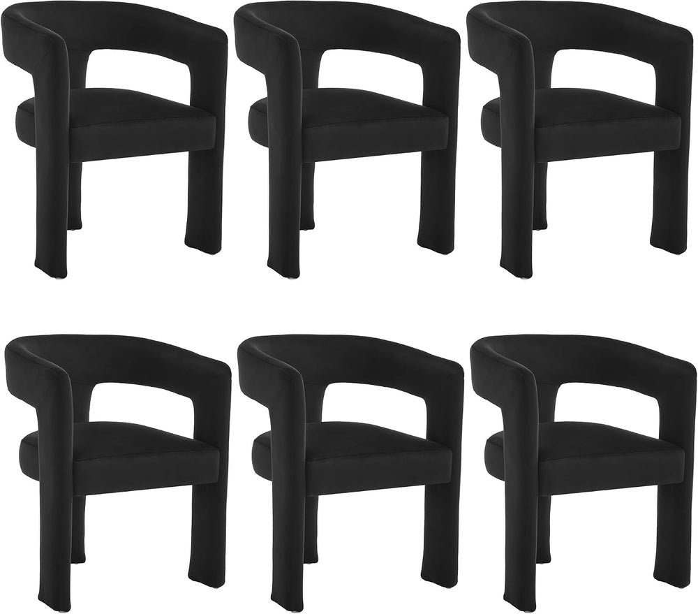 Modern Barrel Dining Chairs Set of 6, No Assembly Velvet Upholstered Dining R...