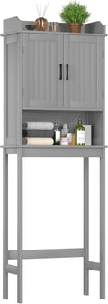 BlueWish Over The Toilet Cabinet, Bathroom Over Toilet Storage with Adjustable Shelves, Anti-toppling Design, Over Toilet Cabinet for Bathroom, Restroom, Laundry, Grey