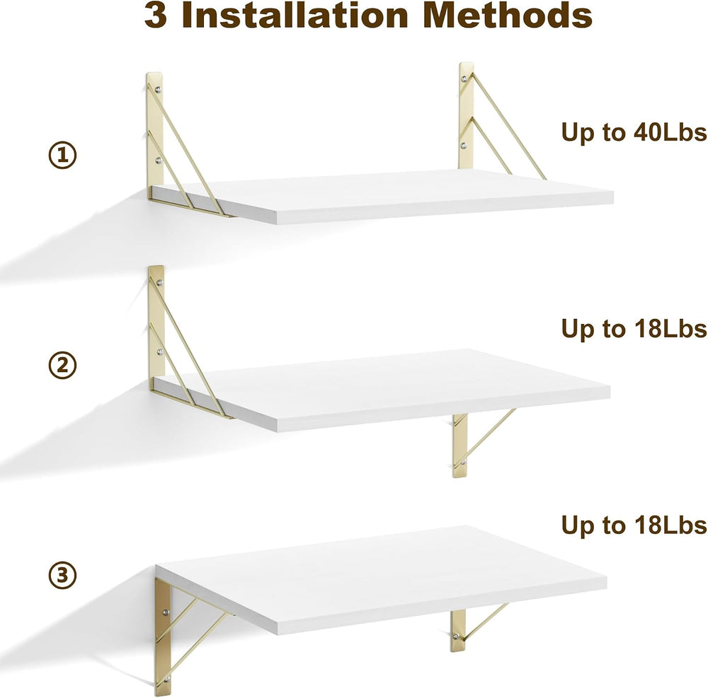 Love-KANKEI Wide Deep Floating Wall Shelves Set of 2,16"x12",Wood,W...