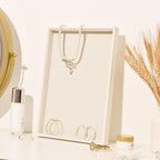 Beige Velvet Jewelry Tray for Drawers Jewelrys Display Tray Stackable Jewelry Organizer Trays for Necklace Bracelet Ring Watch (1 Pack)