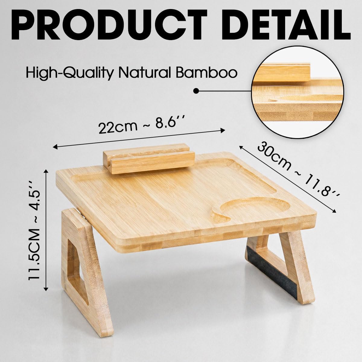 Wrappiness Custom Engraved Couch Arm Table for Dad, Wood Sofa Arm Rest Tables with 360° Phone Holder, Portable Sofa Armrest Tray for Drink Snacks, Gift for Fathers Day (The Original Legend)