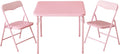 Heritage Kids Pink Kids Activity Table and Chair Set,3-Piece Furniture Set with 1 Square Table & 2 Folding Chairs, Playroom Table Set for Ages 3+