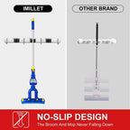 IMILLET 2 Pack Broom and Mop Holder Wall Mounted, Stainless Steel Broom Holder Mop Holder Self Adhesive Heavy Duty Hooks Storage Organizer for Home Laundry Room Garden Garage Closet Kitchen