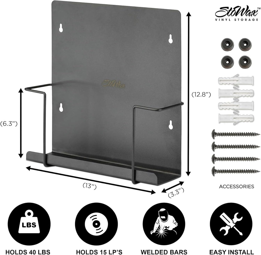 Vinyl Record Storage Wall Mount Display Shelf - Matte Black 2-Pack | Premium ...