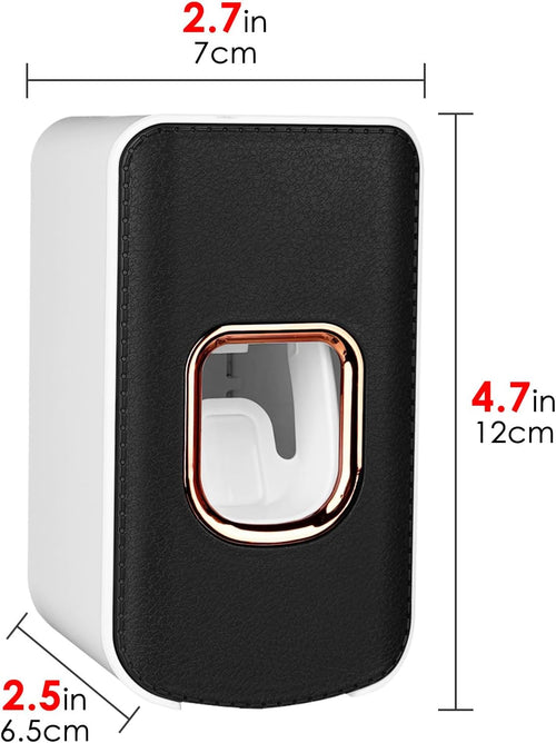 2 Slot Toothbrush Holder and Toothpaste Dispenser Wall Mounted, Automatic Toothpaste Squeezer, 2 in 1 Tooth Brush Toothpaste Organizer for Shower (Black 2Pack)