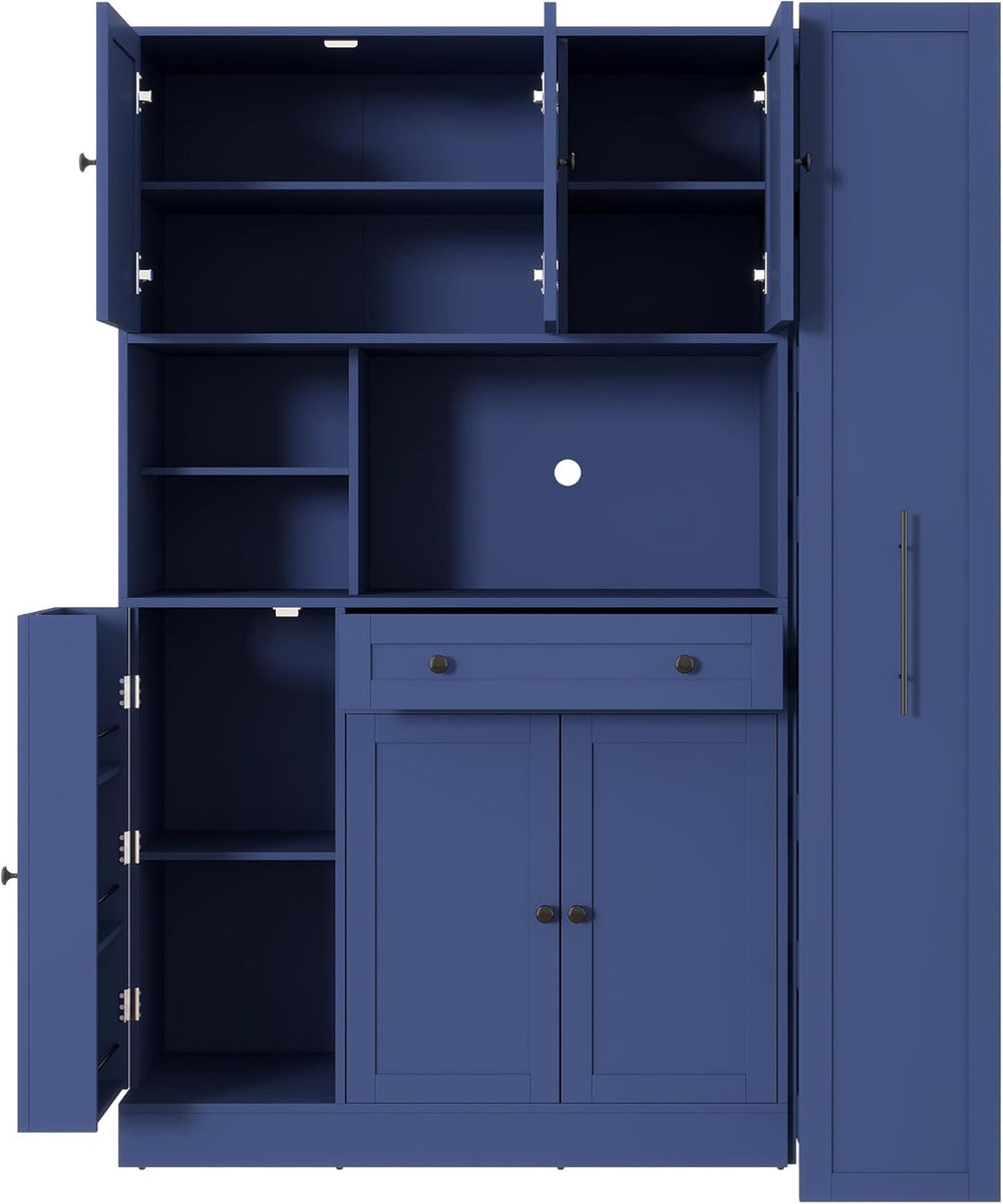 LUMISOL 70" Farmhouse Kitchen Pantry Storage Cabinet with Pull-Out Shelf...