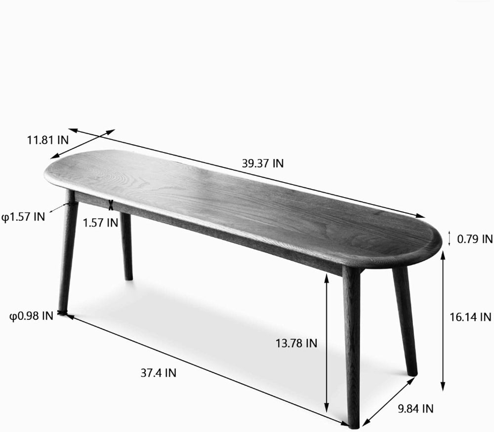 KEVINSPACE Farmhouse Bench, 100% Natural Oak Wood Bench, Furniture Mid-Centur...