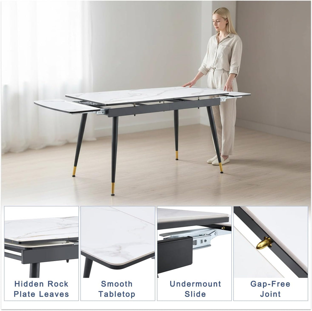 Extendable Dining Table Set for 8, 55"–79" Rectangular Dining Table...