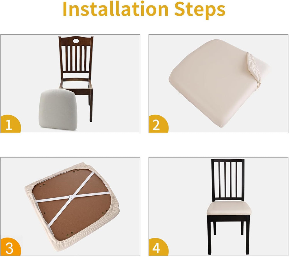 YISUN Waterproof Chair Seat Covers Set of 6, Pu Leather Dining Room Chair Cov...