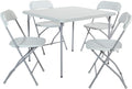 Office Star Resin 5-Piece Folding Square Table and Chair Set, Light Grey