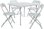 Office Star Resin 5-Piece Folding Square Table and Chair Set, Light Grey