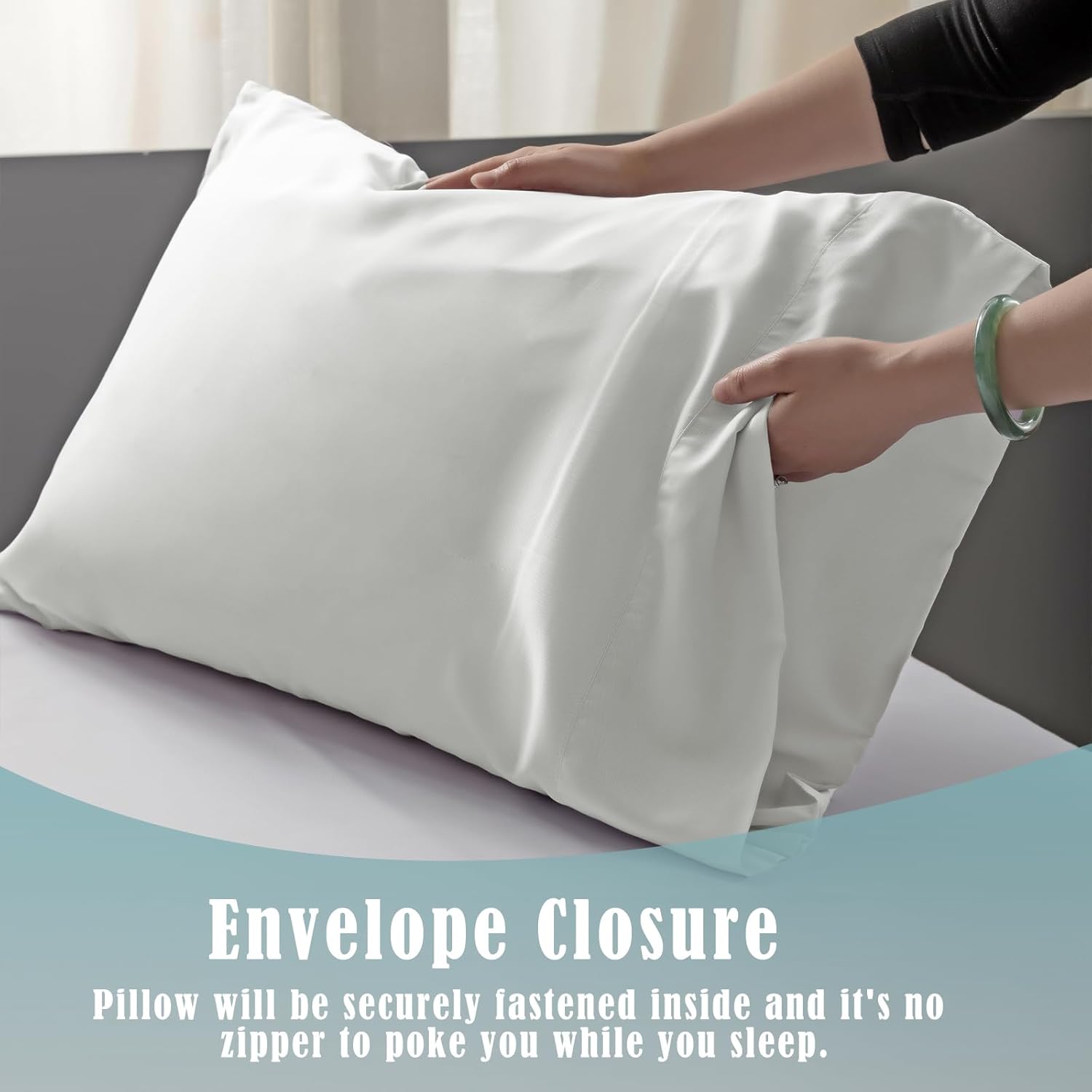 TELUS Pillow Cases Standard Size 2 Pack, Bamboo Rayon & Lyocell Pillowcase with Envelope Closure, Cooling Breathable Pillow Cover for Hot Sleeper & Night Sweats, 20x26 inch, Ivory White