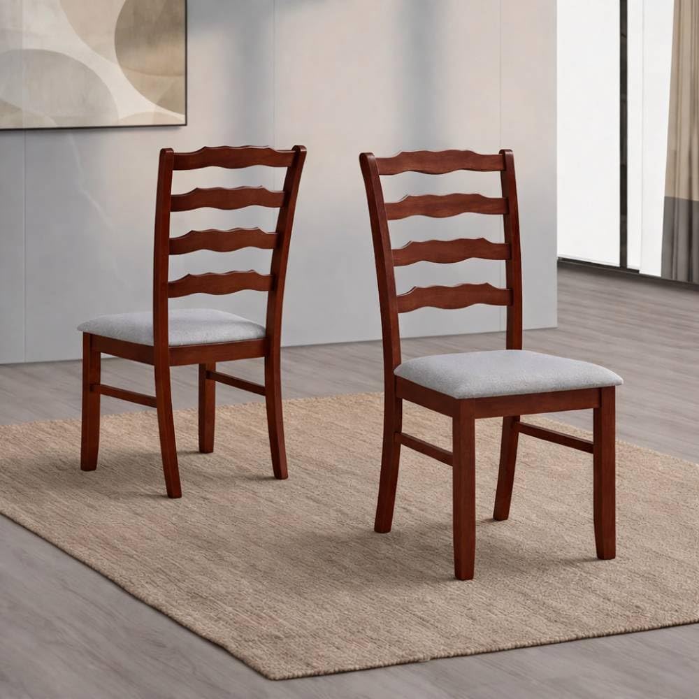ACTU-Wood Chairs Classic Ladder Back Dining Chairs Set of 2, Cherry Color