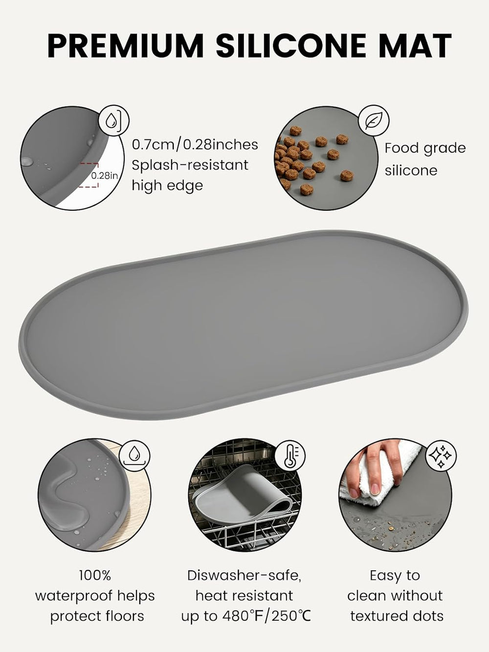 Cat Water Fountain Stainless Steel Set 3.2L 108oz & Silicone Waterproof Mat